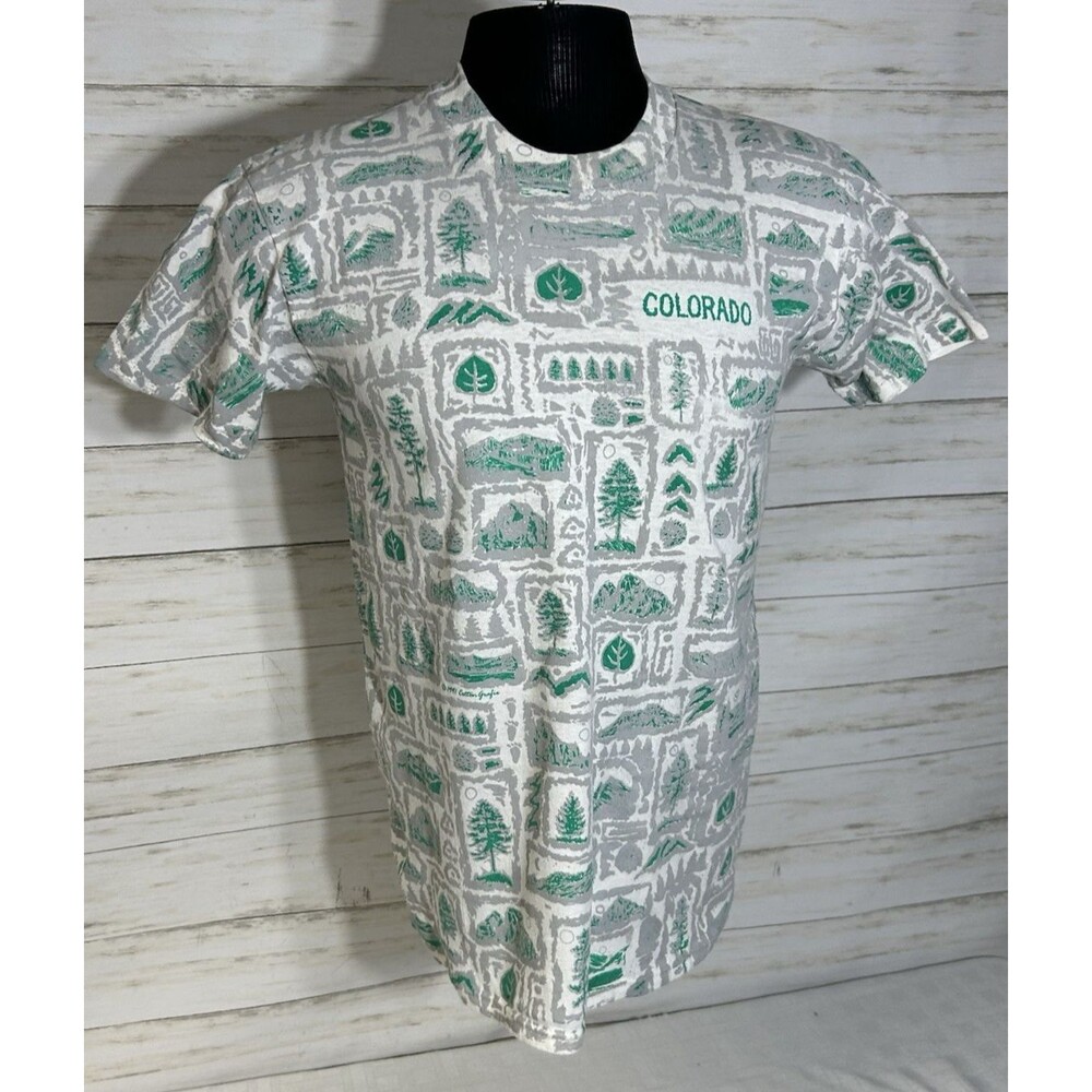 USA Vtg1991 Cotton Graphia STEDMAN Colorado T Shirt Mountains Tress Small Medium